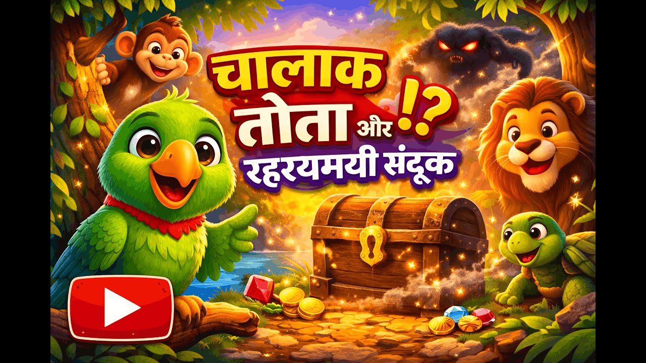 चालाक तोता 🦜 और रहस्यमयी संदूक 😱 | बच्चों की मजेदार कहानी | Panchatantra Style