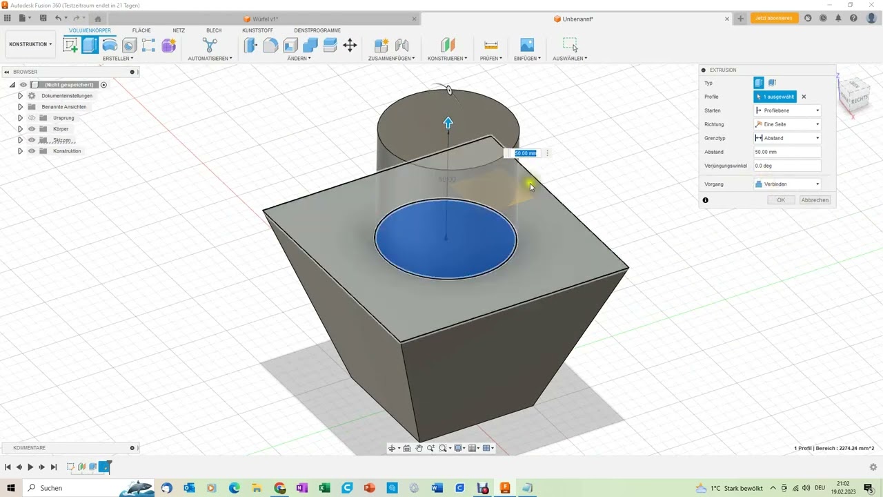 Fusion 360 Tutorial - Extrusion und Drehen - Grundlagen und Einstieg f&uuml;r Anf&auml;nger Teil 3