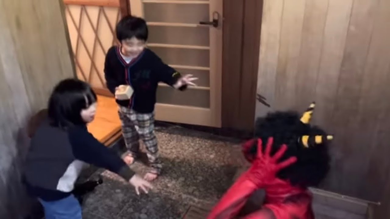 節分　鬼退治　赤ちゃんが鬼にされちゃった！