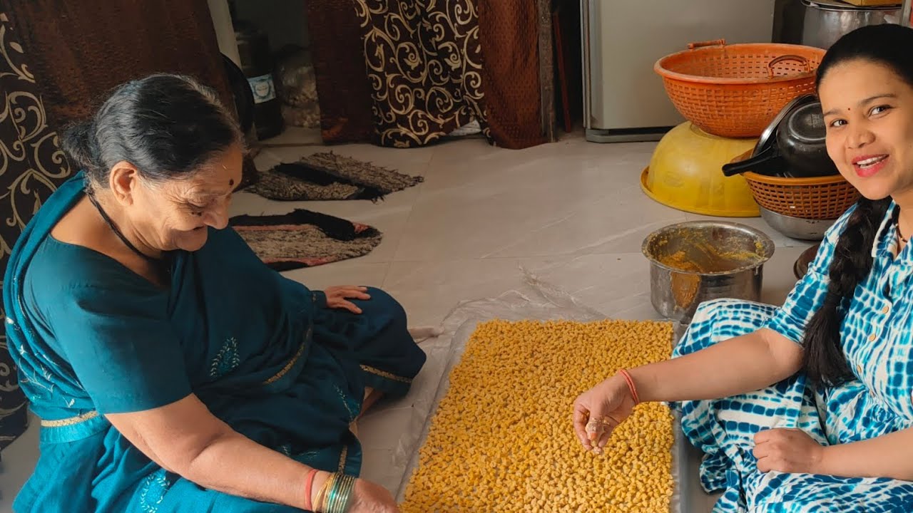 आजी सोबत आज केले मिक्स डाळीचे सांडगे🥰🤗