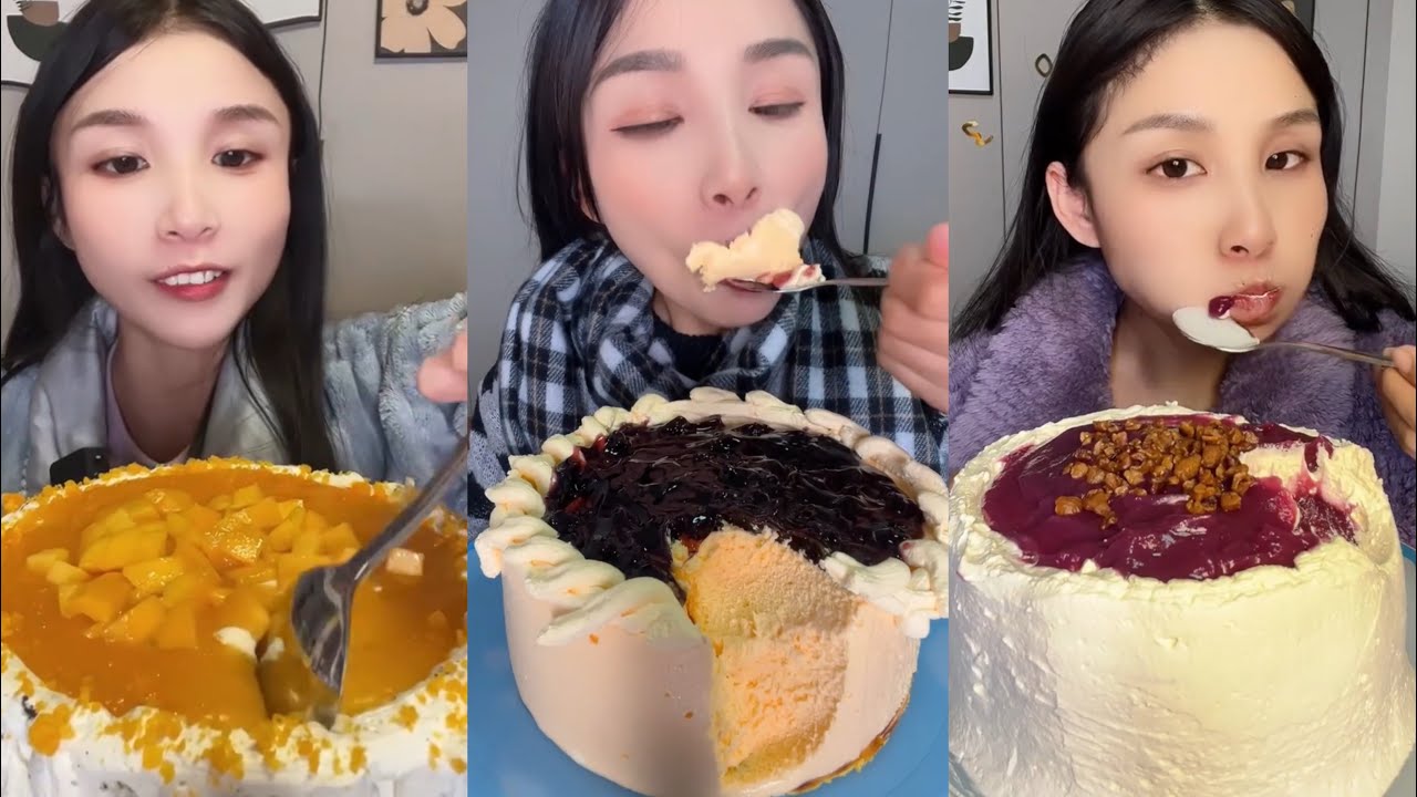 ASMR MUKBANG - MUKBANG SOUND - WHOLE CREAMY MOUSSE CAKE EATING