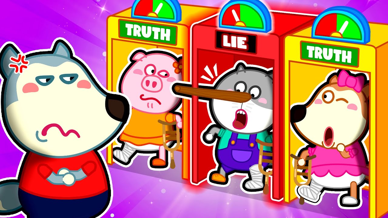 Familia Wolfoo Español | PRUEBAS DE DETECTOR DE MENTIRAS CON WOLFOO!! - Dibujos Animados Educativos