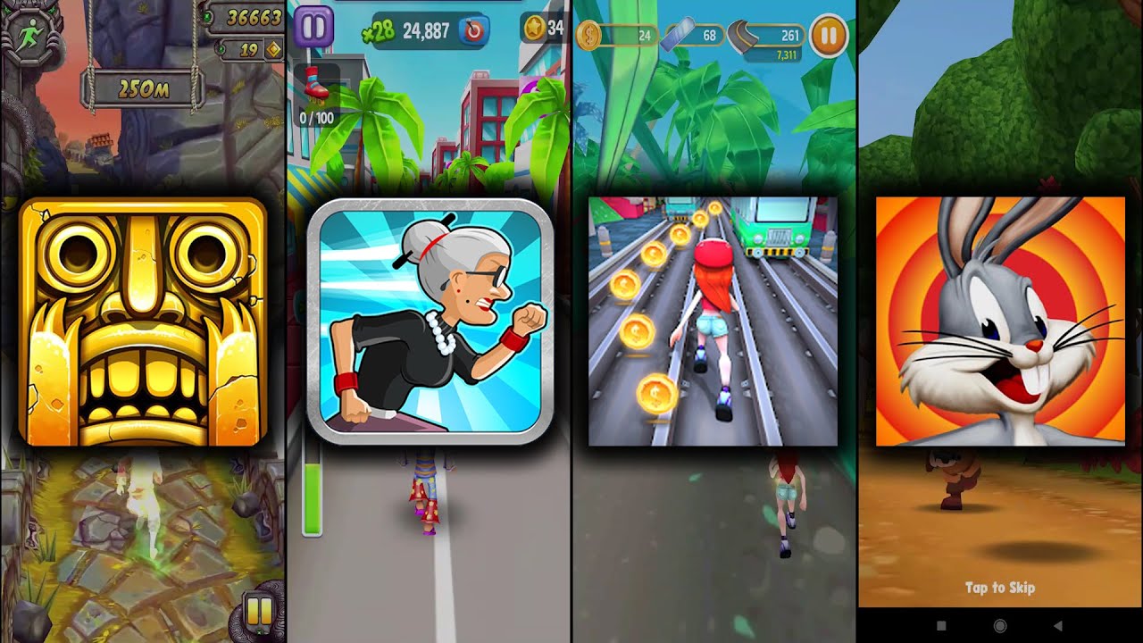 Temple Run 2 Sky Summit Vs Angry Gran Run Vs Bus Rush 2 Vs Looney Tunes Dash - Android,iOS #290621
