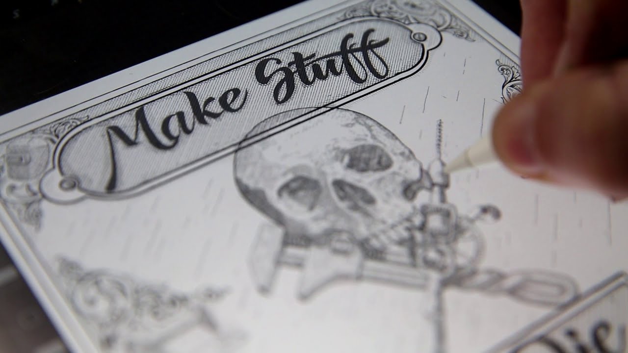 hand engraving a copper printing plate
