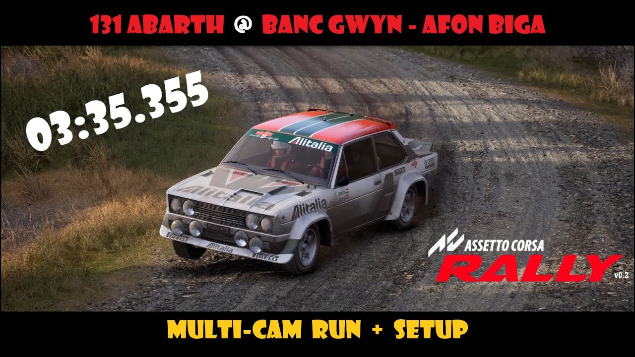 AC Rally | Fiat 131 Abarth @ Banc Gwyn - Afon Biga | 03:35.355 | multi-cam run + setup