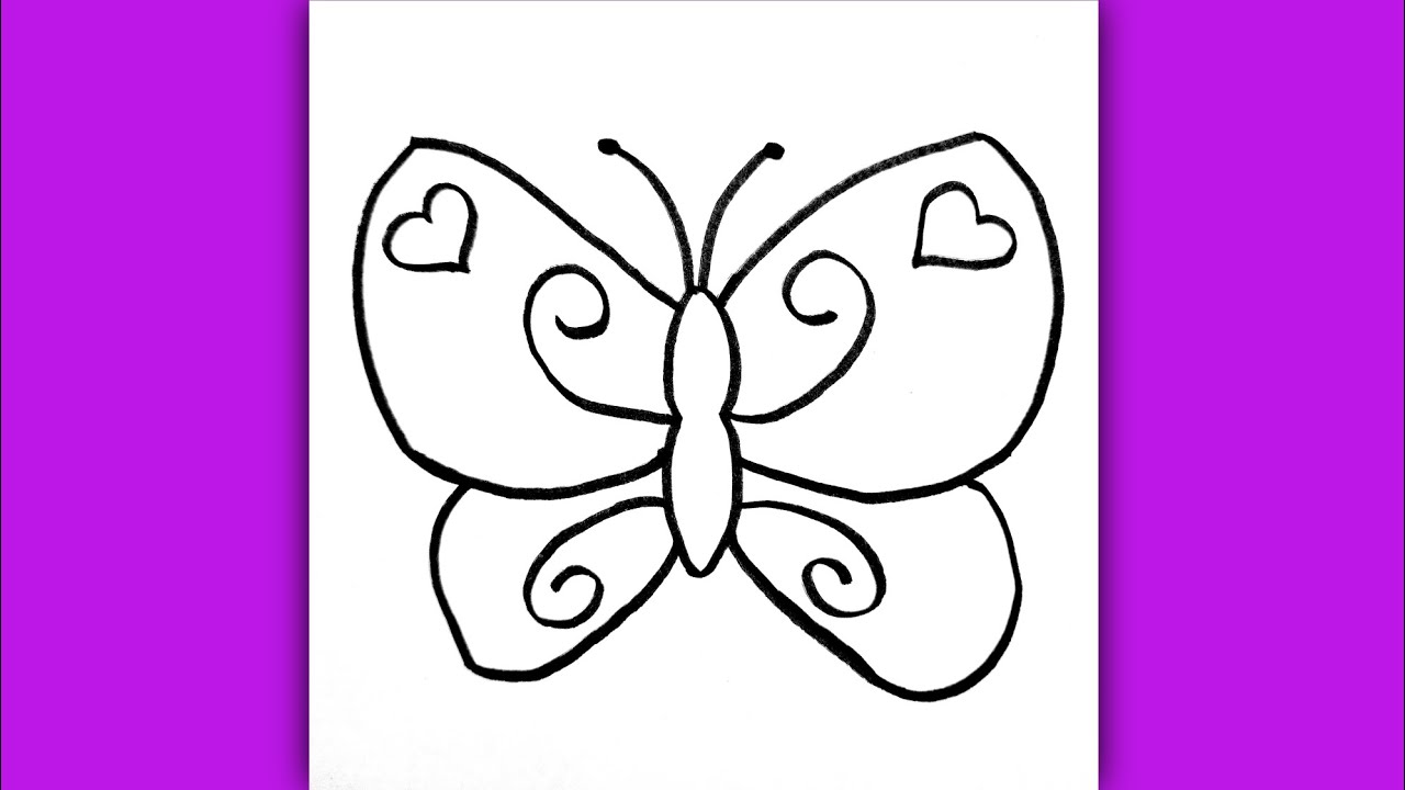 Super Easy Beautiful Butterfly Drawing for Kids
