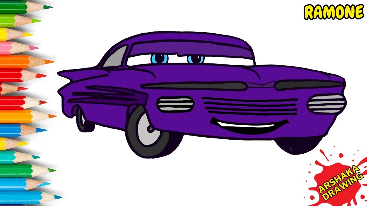 How to Draw Ramone from Pixar Cars Easy Step by Step | Lightning McQueen | Arshaka Drawing