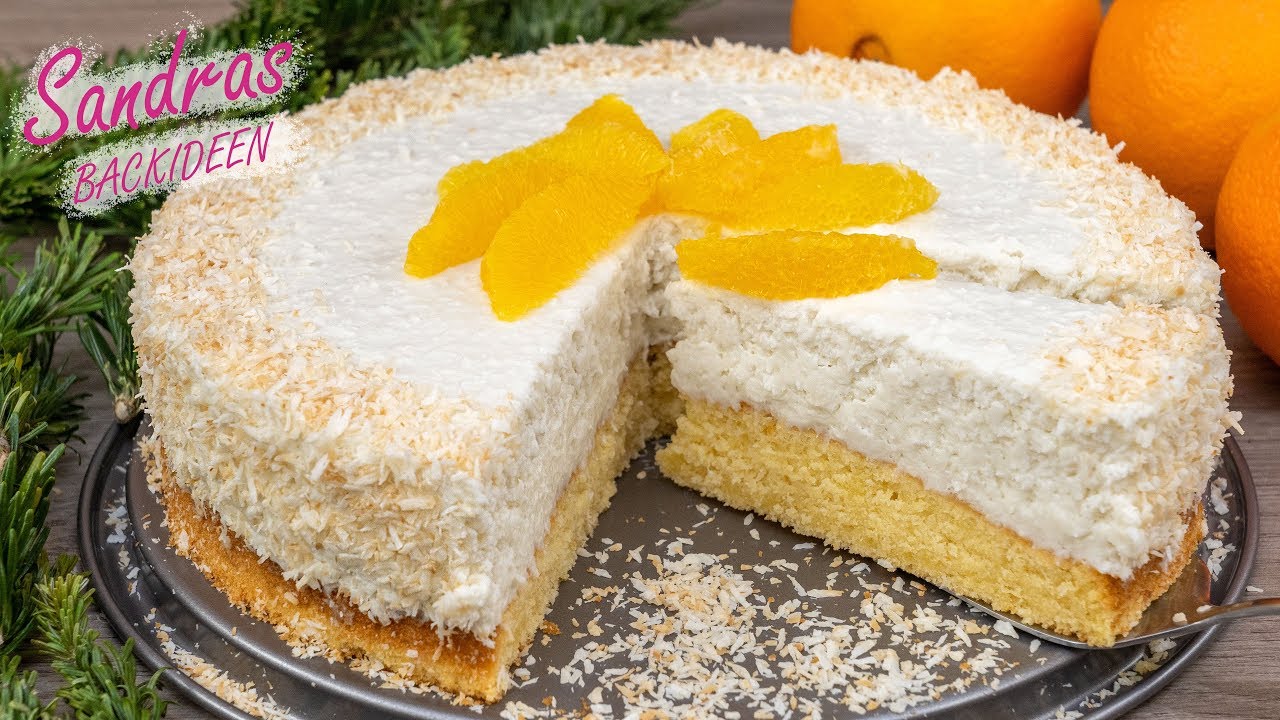 Kokos Sahne Torte mit Orangen - perfekt zu Weihnachten | Adventstorte | Orangenkuchen | Quarkkuchen