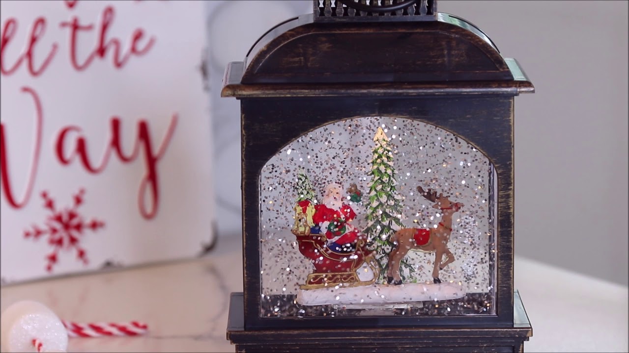 Santa Sleigh and Reindeer Lighted Water Lantern Gerson 2497460