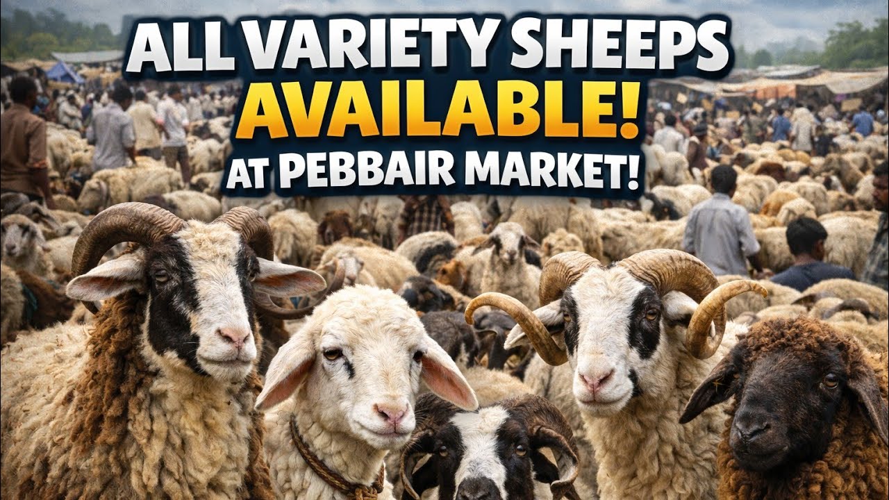 🐑 Pebbair Market Sheep Sale Today – పెబ్బేరు మార్కెట్ में भेड़ों का बाजार | Live Sheep Walk & Trade🐏