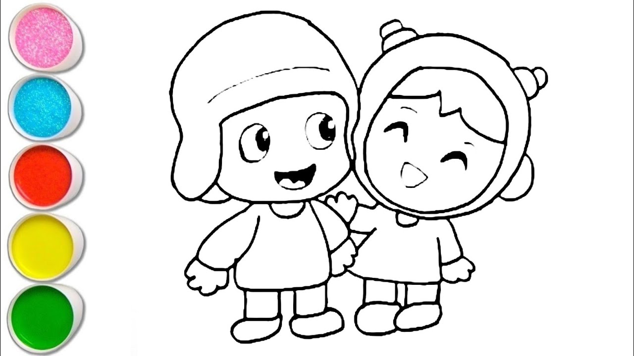 Cute Pocoyo with Nina Drawing, Painting and Coloring For Kids and Toddlers_Easy Art