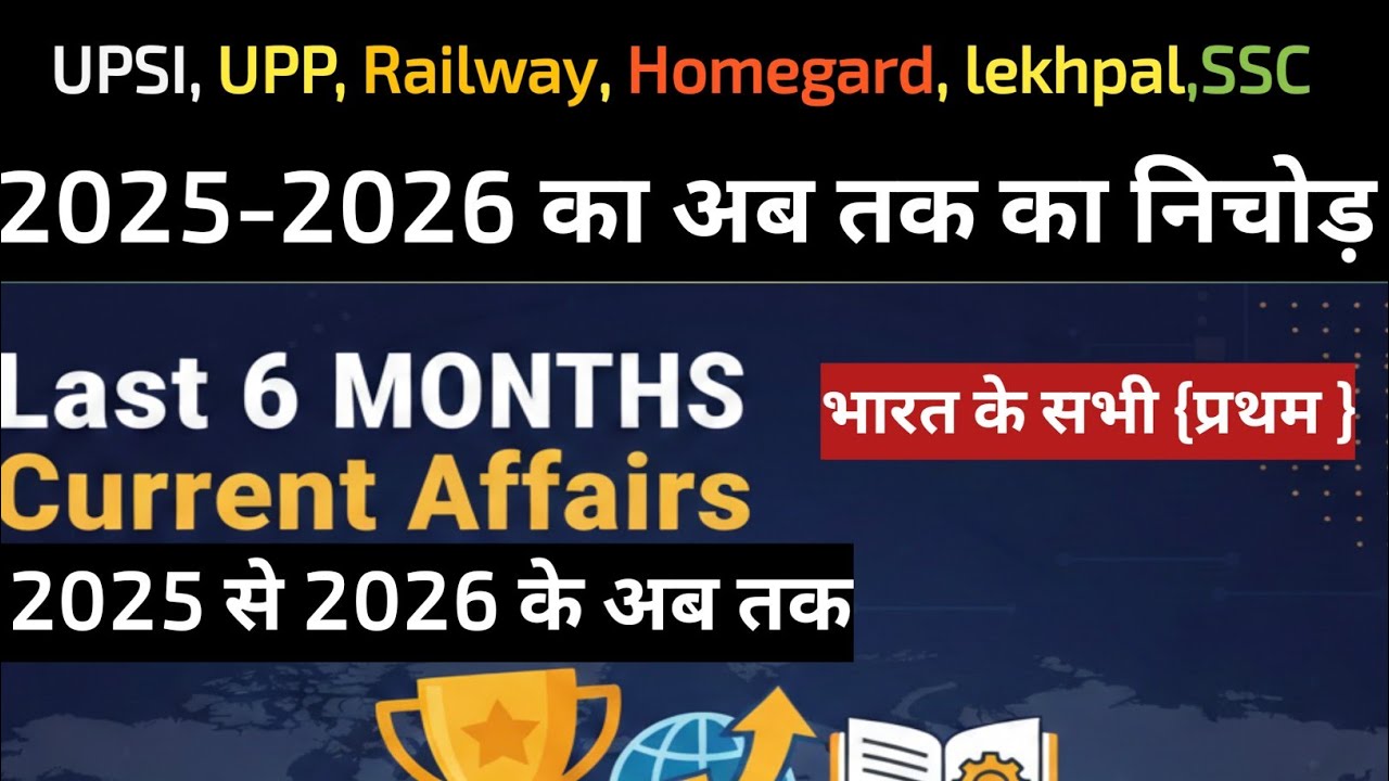 Six months current affairs| 6 months current affairs in hindi | upp | lekhpal | RRB | railway| Gk