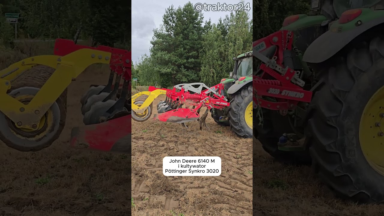 John Deere 6140 M i kultywator Pöttinger Synkro 3020 