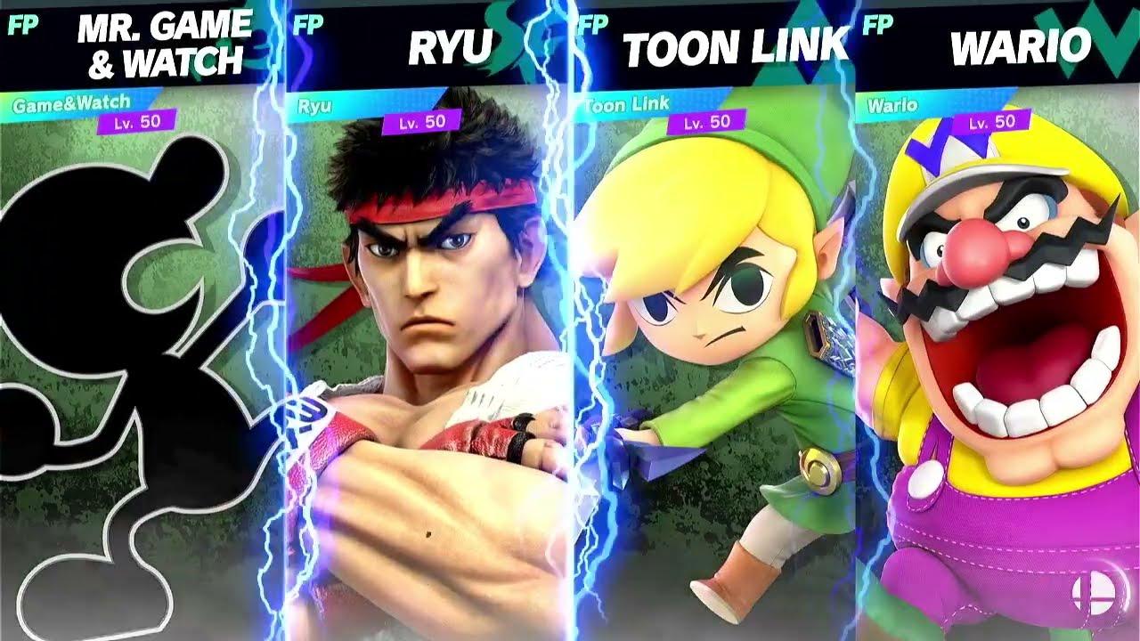 Super Smash Bros Ultimate Amiibo Fights Request Mr Game&Watch v Ryu v Toon Link v Wario
