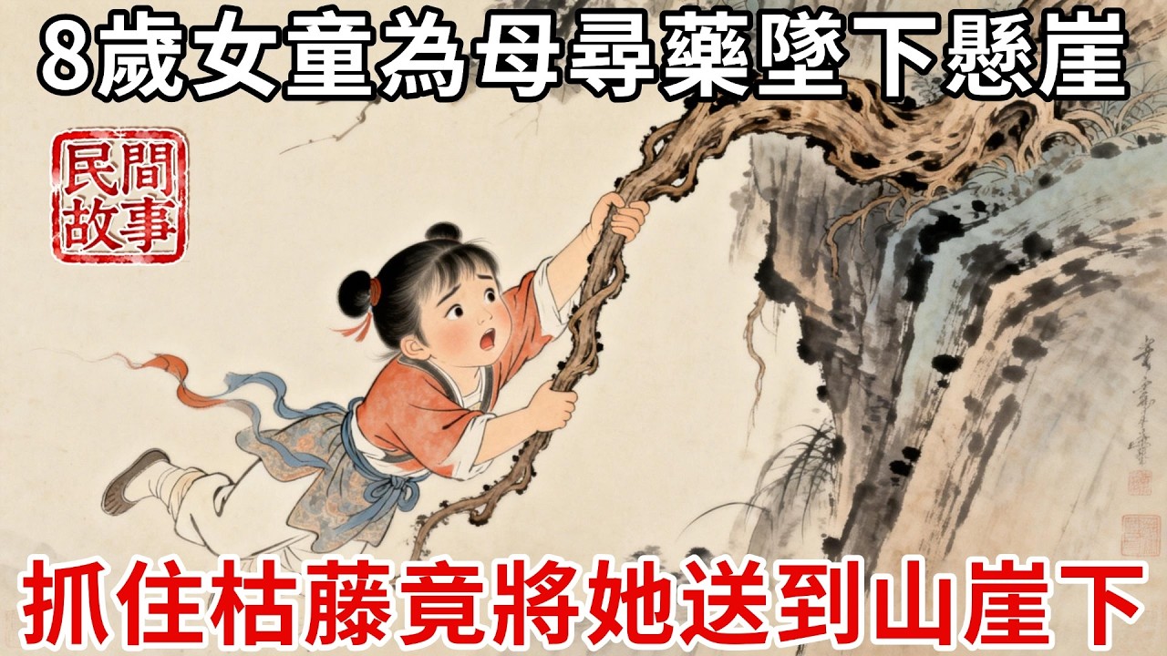 8歲女童為母尋藥墜下懸崖，抓住枯藤命懸一線，枯藤竟自動將她送到山崖下，恍惚間聽見枯藤聲音：東邊有藥！#民間故事 #傳統文化 #原創虛構 #華語有聲書 #槐樹下聽書