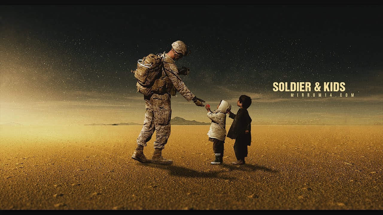 Advanced Photo Manipulation Techniques  - Soldier and Kids