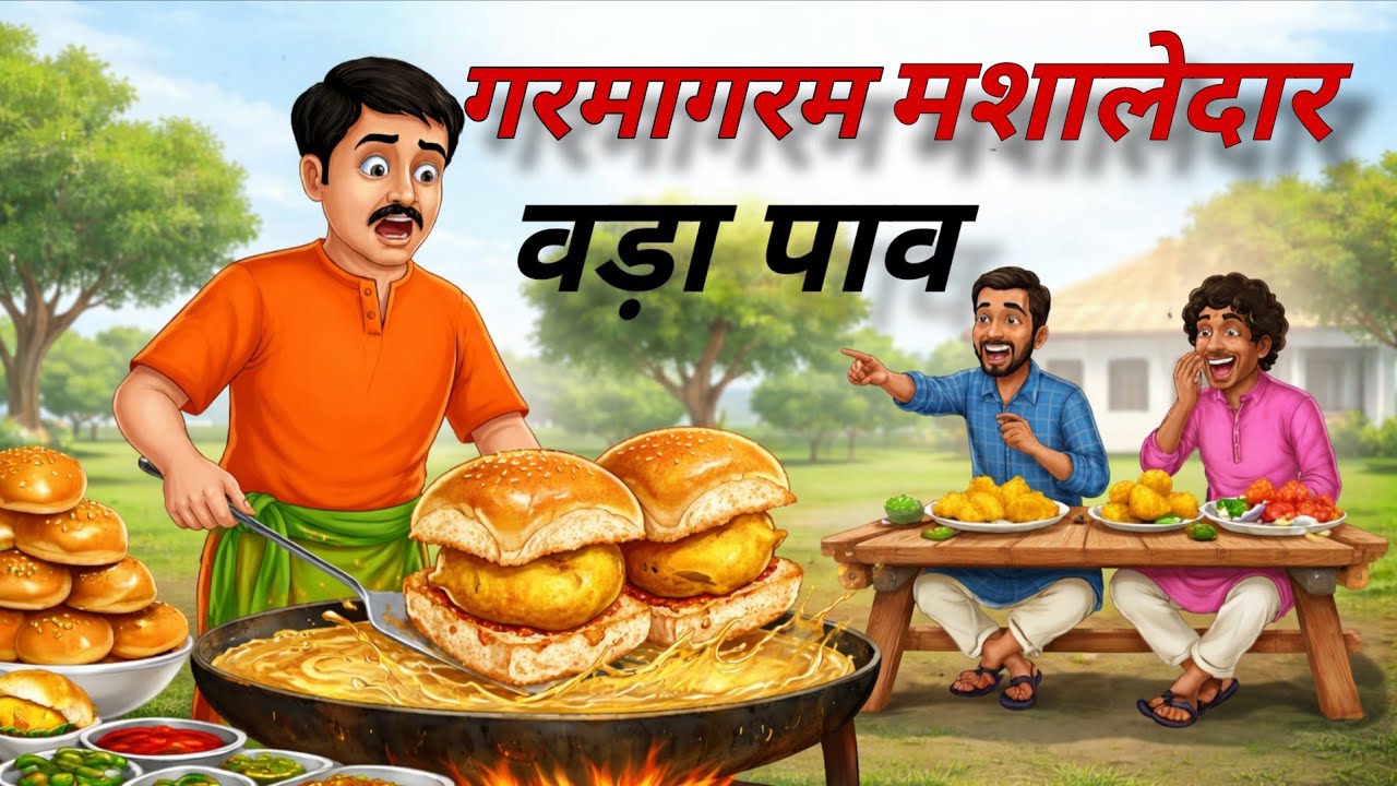 मुंबई की स्पाइसी वड़ा पाव | mumbai ki spicy vada pav | vada pav ki kahani @himesh2dtoons