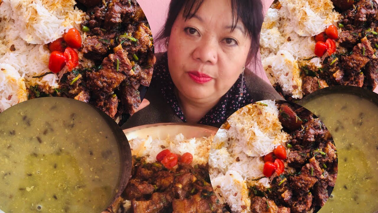 SPICY PORK CURRY WITH RICE AND DAAL Mukbang !🇳🇵NEPALI KHANA @pushparai7474