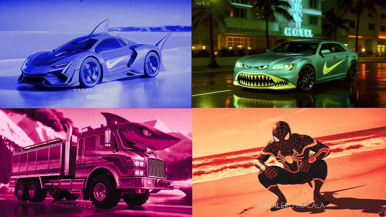 🔵 BLUE OCEAN SHARK CAR 🆚 🟢 GREEN MONSTER SHARK SEDAN🩷 PINK SHARK TRUCK 🆚 🔴 BEACH SPIDER HERO