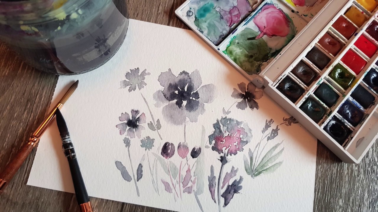 ASMR - relaxing watercolor painting - No talking