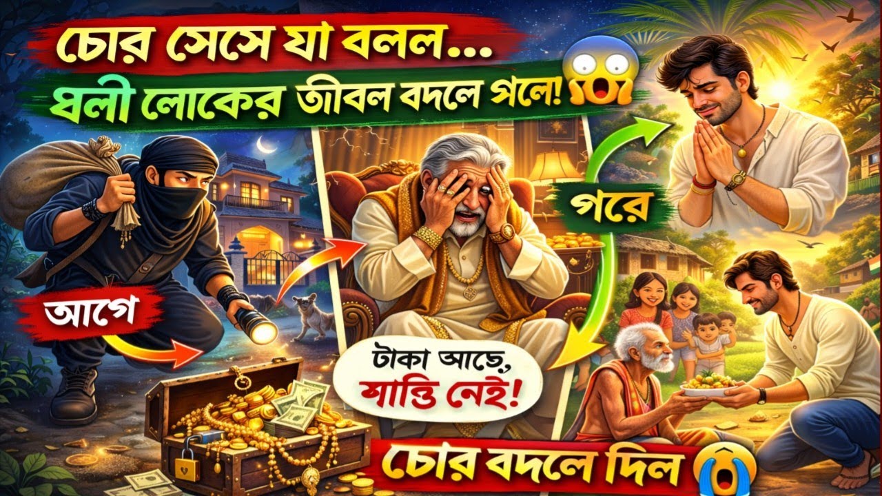 চোর এসে যা বলল ধনী লোকের জীবন বদলে গেল😱#চোরেরগল্প #বাংলাগল্প #শিক্ষামূলকগল্প#motivation #inspiration