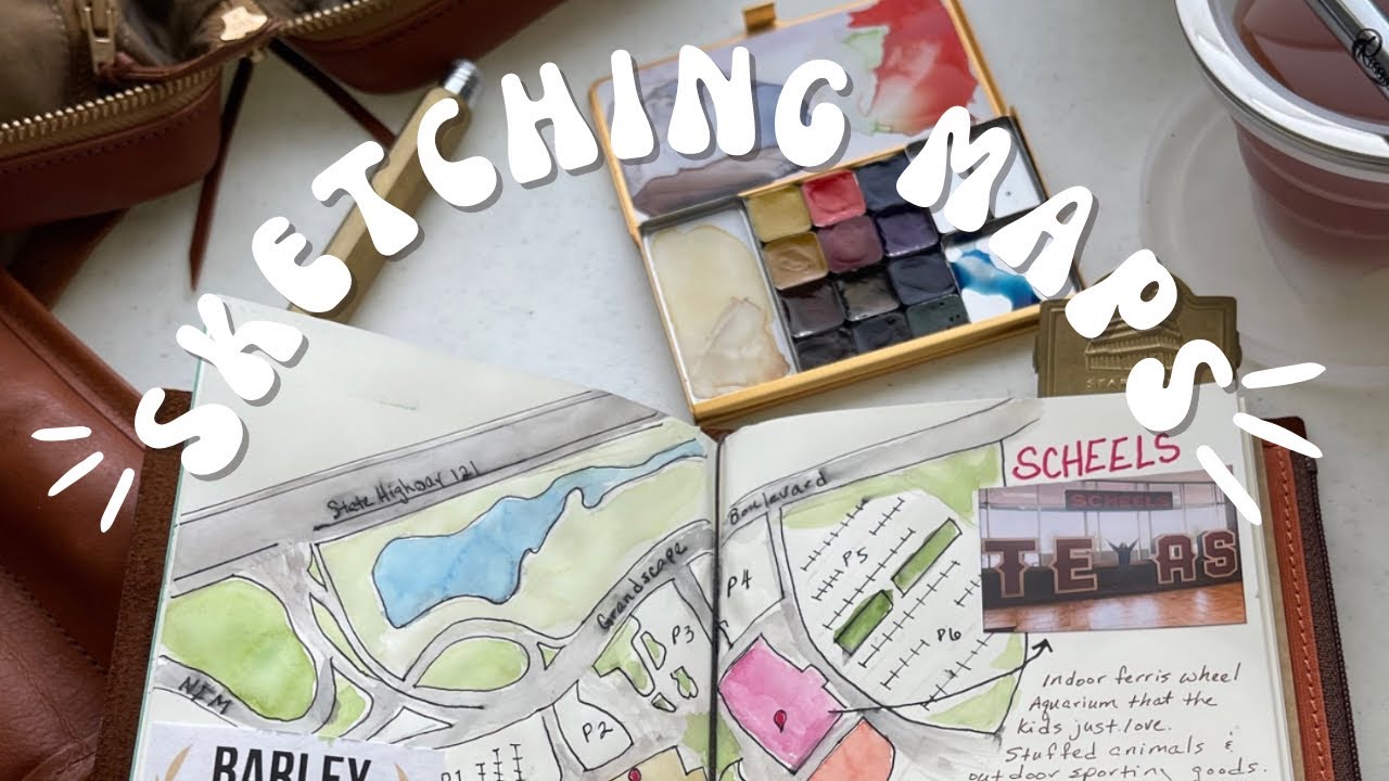 Watercolor Sketching a Map: Exploring Grandscape in DFW | Art Tool Kit Travel & Sketch Palette