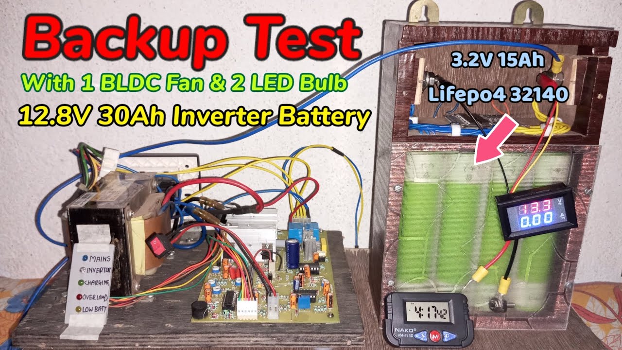 Backup Test-2 with Fan Light 12V 30A Lithium Inverter Battery | 32140 lifepo4 15ah