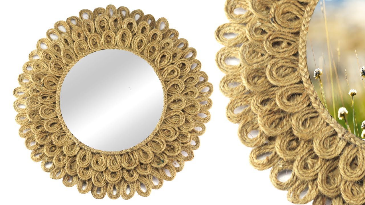 Wall Hanging Mirror Decoration with Jute Rope | Jute Wall Hanging Craft | Jute Craft