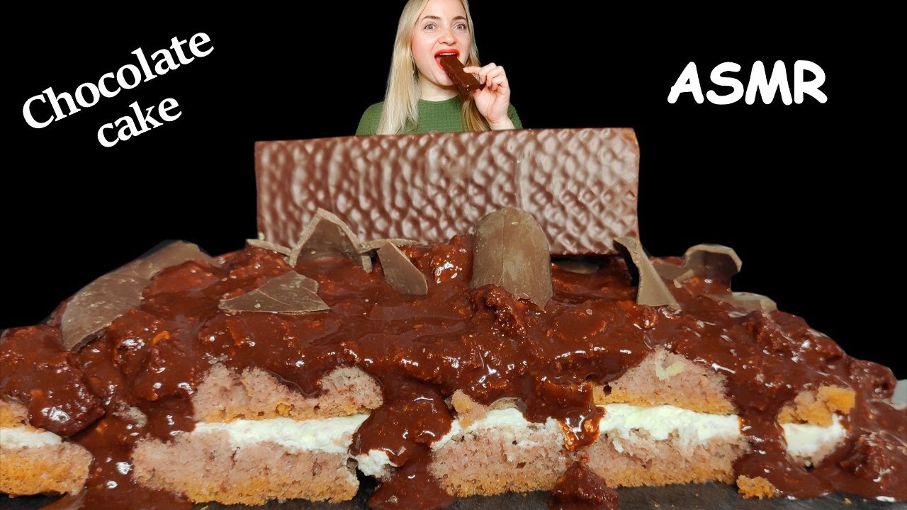 CHOCOLATE HOMEMADE CAKE | Eating sounds MUKBANG DESSERT |Nusha ASMR