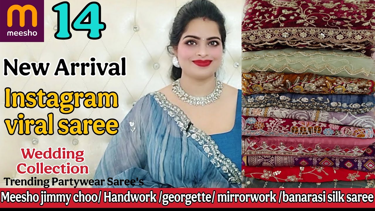 MEESHO🥰Wedding Special HandworkSaree Haul|Instagram Viral HandworkSaree collection#meesho #sareehaul