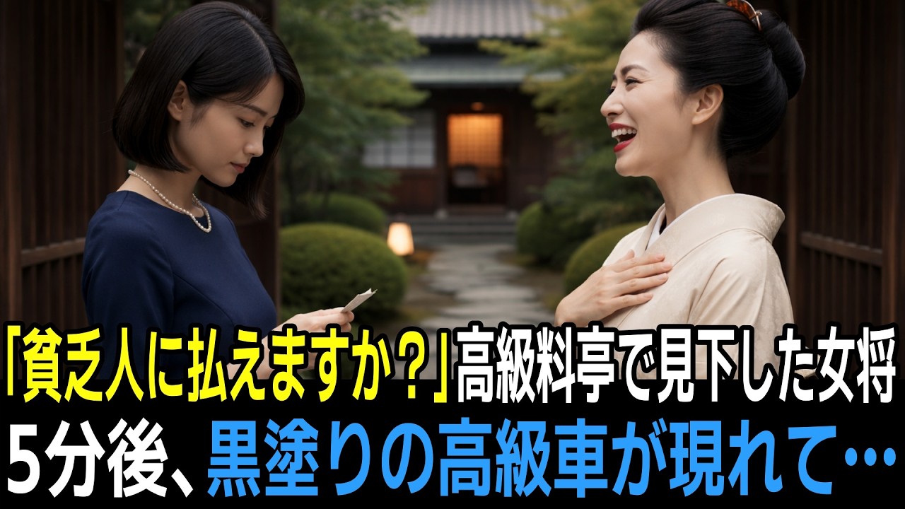 「お会計50万だけど、貧乏人に払えますか？w」最大取引先の会長令嬢だと知らずに門前払いした高級料亭の女将。5分後、料亭の前に黒塗りの高級車がずらりと並び、女将は凍りついた…