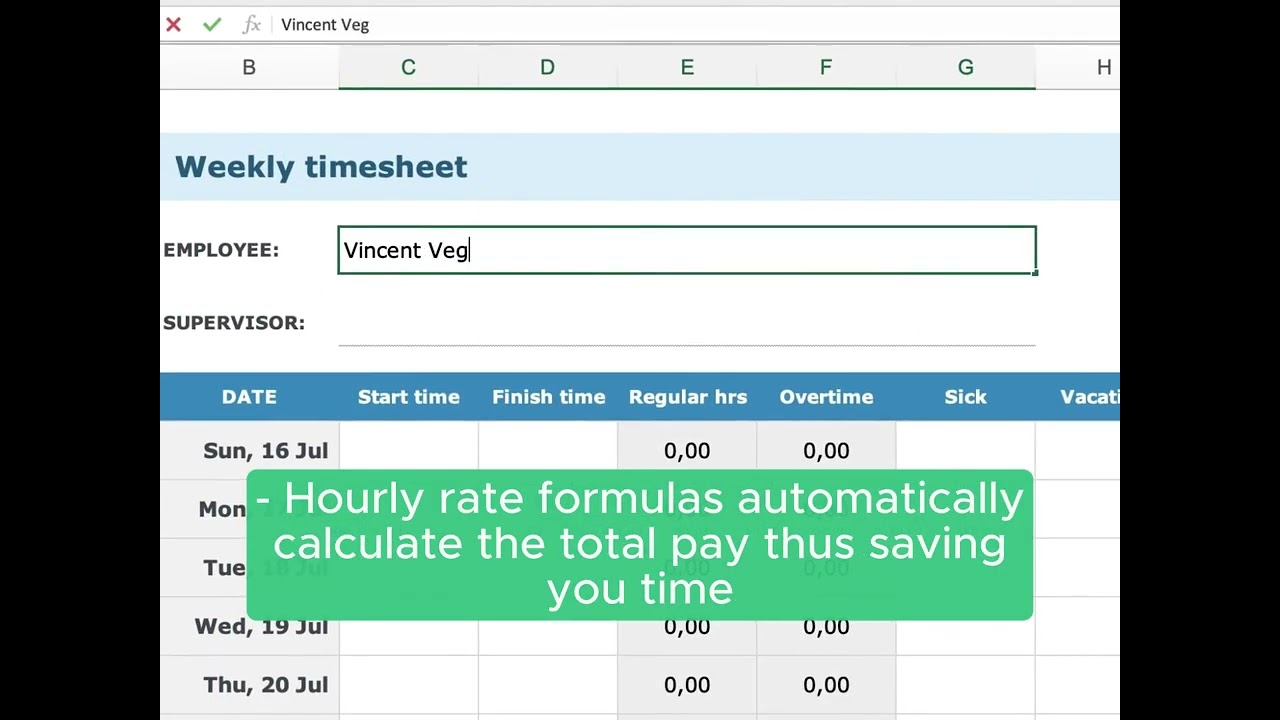 Weekly Timesheet Template