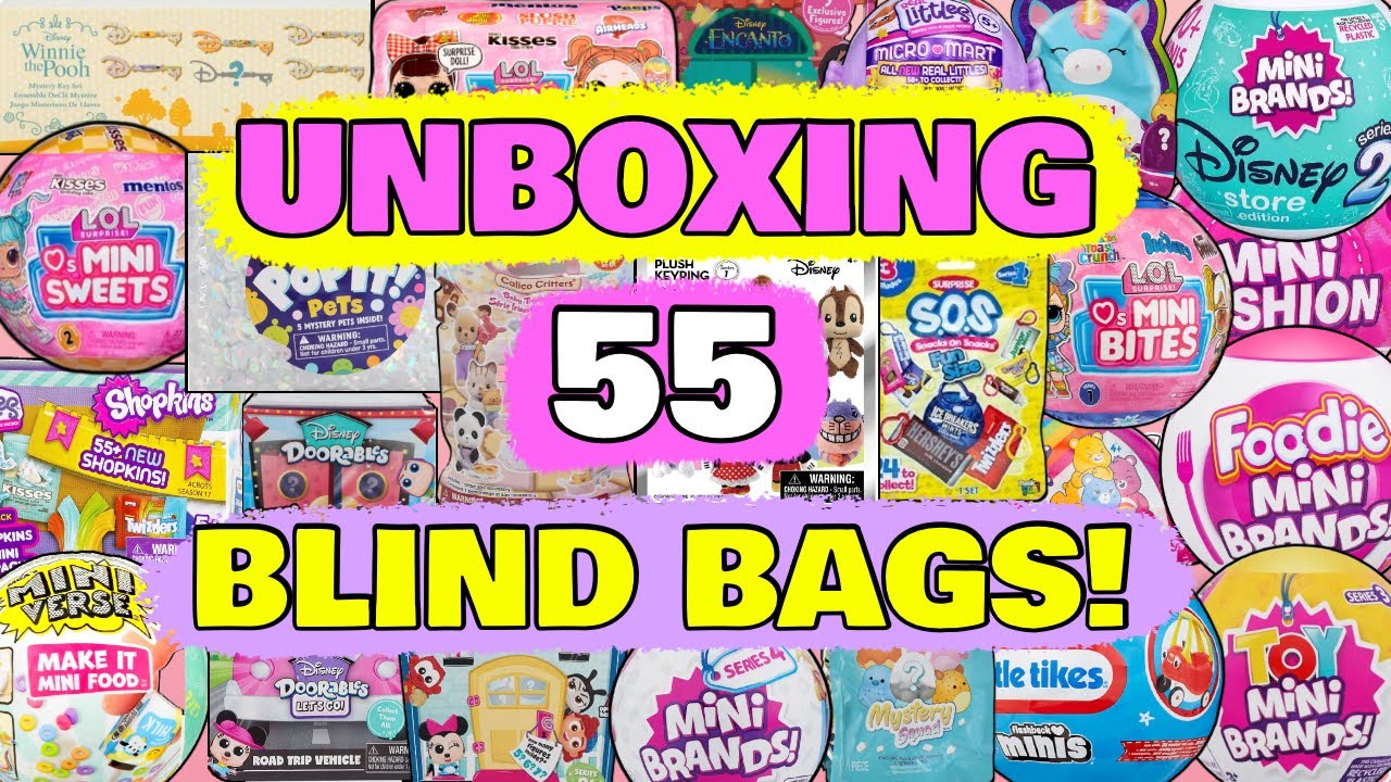 UNBOXING 55 BLIND BAGS!! SQUISHMALLOWS! MINI BRANDS! DOORABLES! REAL LITTLES! L.O.L. SURPRISE!