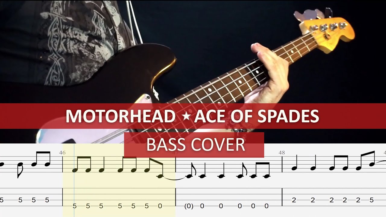 Motörhead - Ace of Spades / bass cover / playalong with TAB