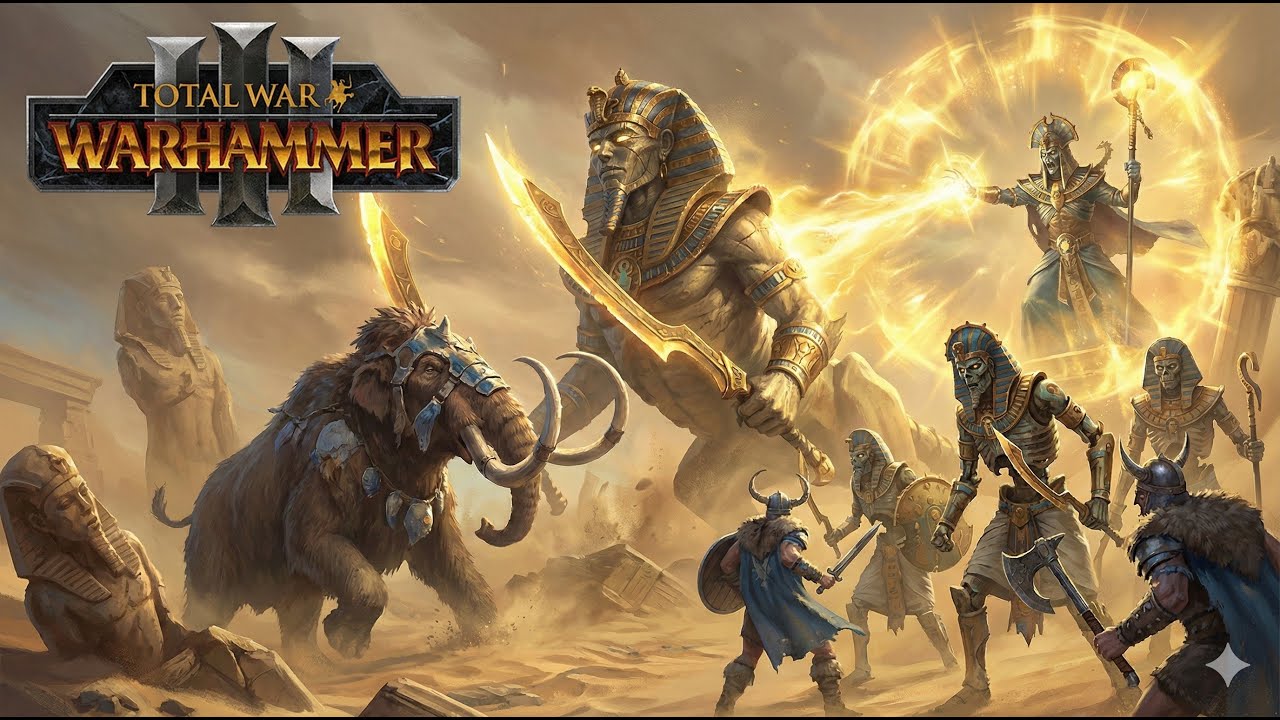 《Total War: Warhammer 3》古墓王神像顯靈！死靈技師+60%攻爆發 烏沙比特&死靈斯芬克斯完封諾斯卡