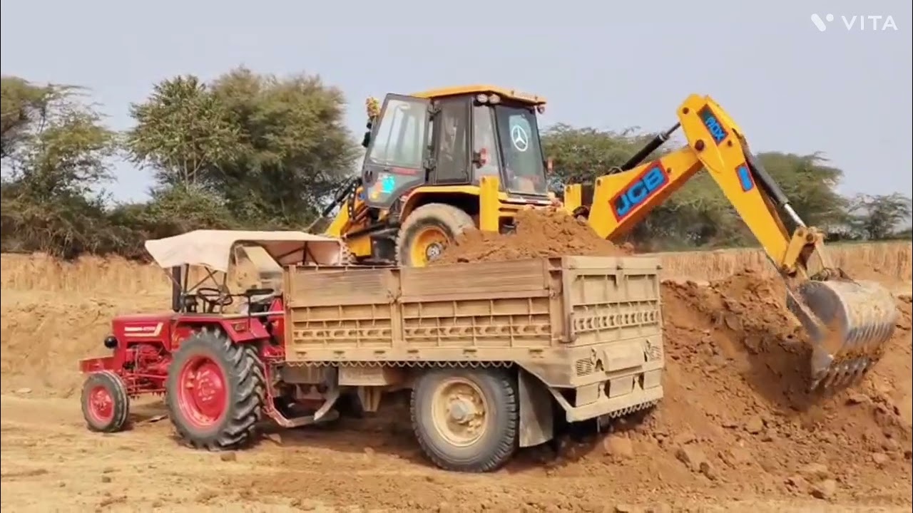 JCB 3DX Mitti loading karti hui JCB tractor video farmtrac 60 Mahindra 475 🚜🚜🚜