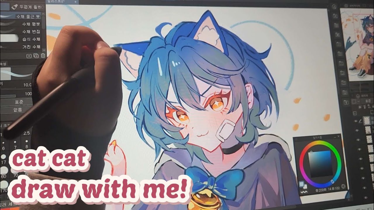 💙drawing pretty cat girl!/고양이 소녀를 그려보자!
