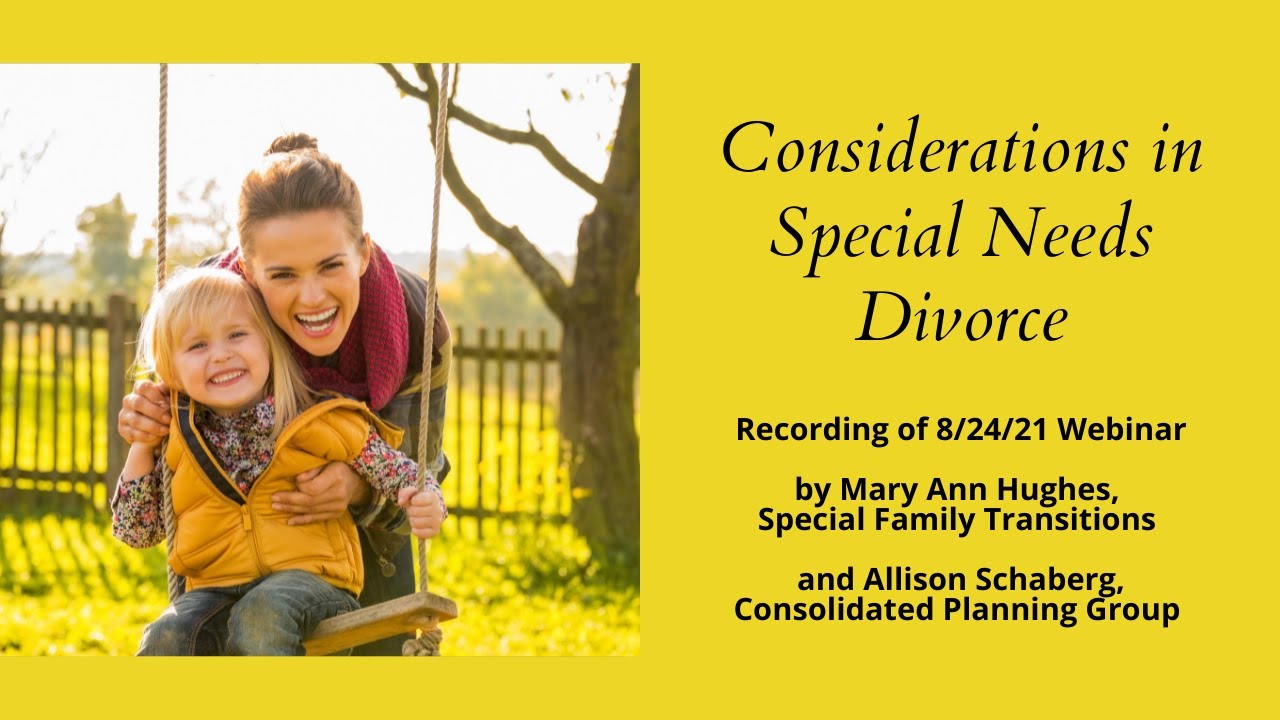 Special Needs Divorce Considerations When Have Child with Autism or Other Disability, 1 Hour Webinar