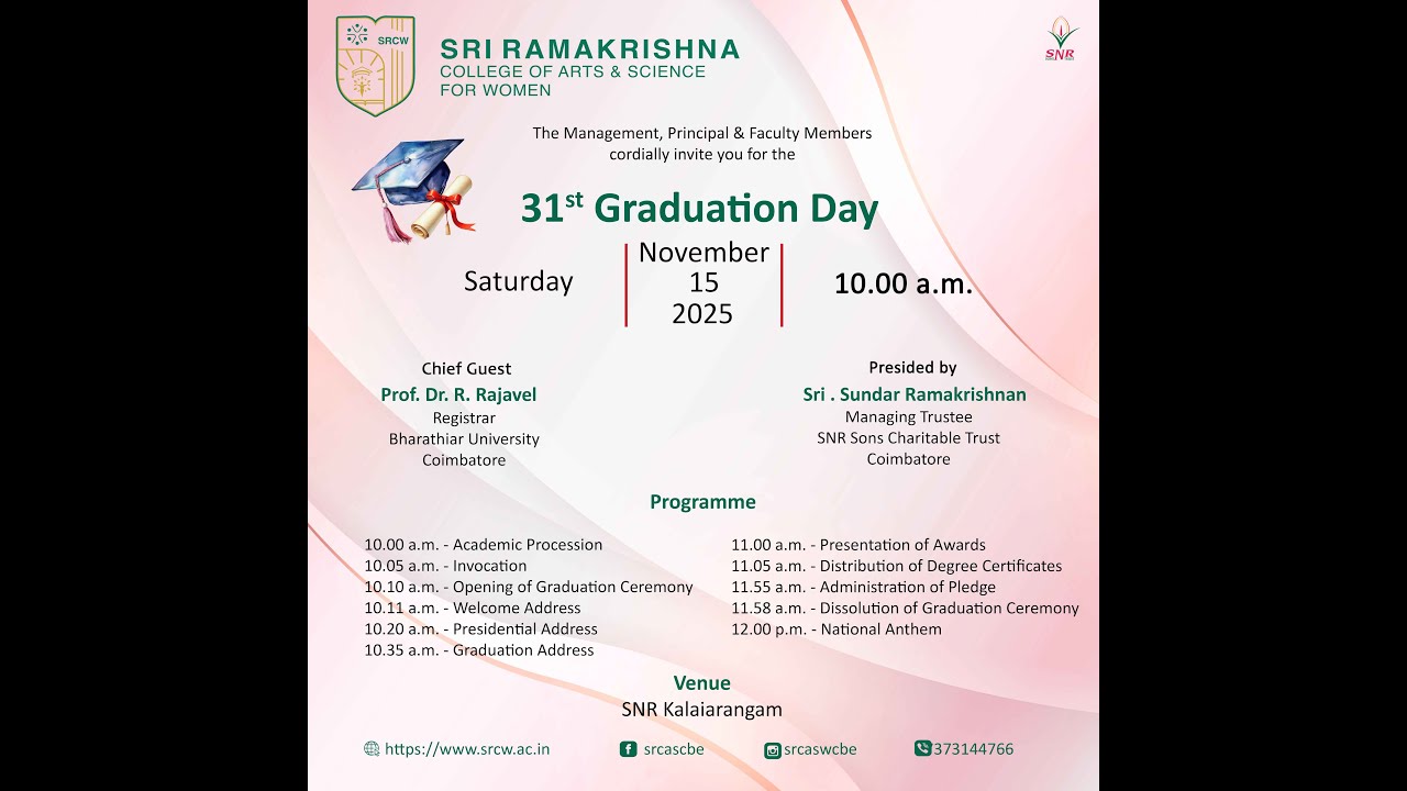 31st Graduation Ceremony | Sri Ramakrishna College of Arts & Science for Women