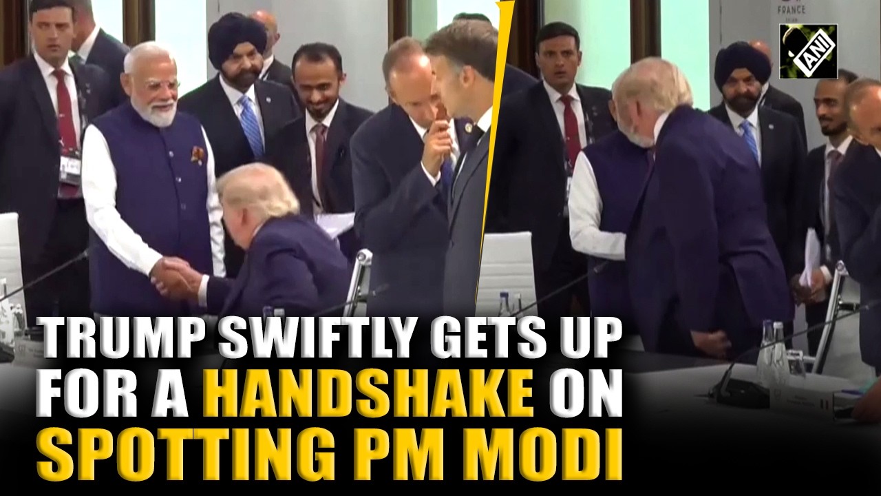 U.S. President Donald Trump swiftly gets up for handshake on spotting PM Modi at G7 Summit
