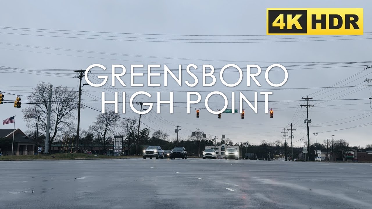Greensboro to High Point Driving Tour | Cloudy Day | North Carolina, USA | Winter | 4K HDR