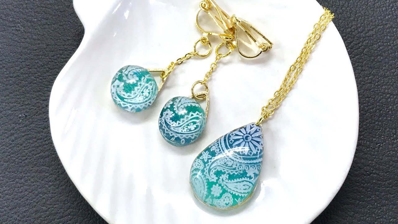 【UVレジン 100均】ダイソーのネイルスタンプを使って大人な夏のアクセサリーを作ってみました！resin