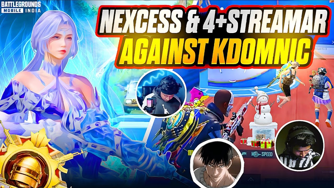 NEXCESS & +4 PRO STREAMER AGAINST KDOMNIC| 1V4 INTENSE CLUTCHES | BGMI GAMPLAY🔱