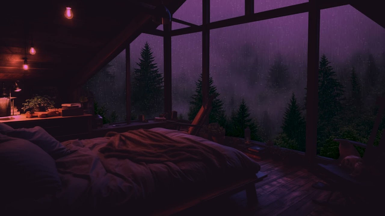 Magical Purple Ambience And Gentle Rain Sounds For Relaxation After A Long Day | 3 Hours