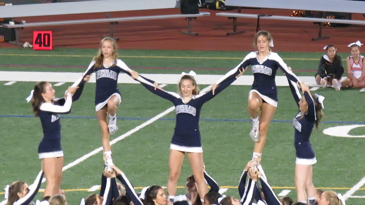 Staples Wreckers Cheerleaders Perform at Football Halftime vs Ridgefield Tigers - September 28, 2019