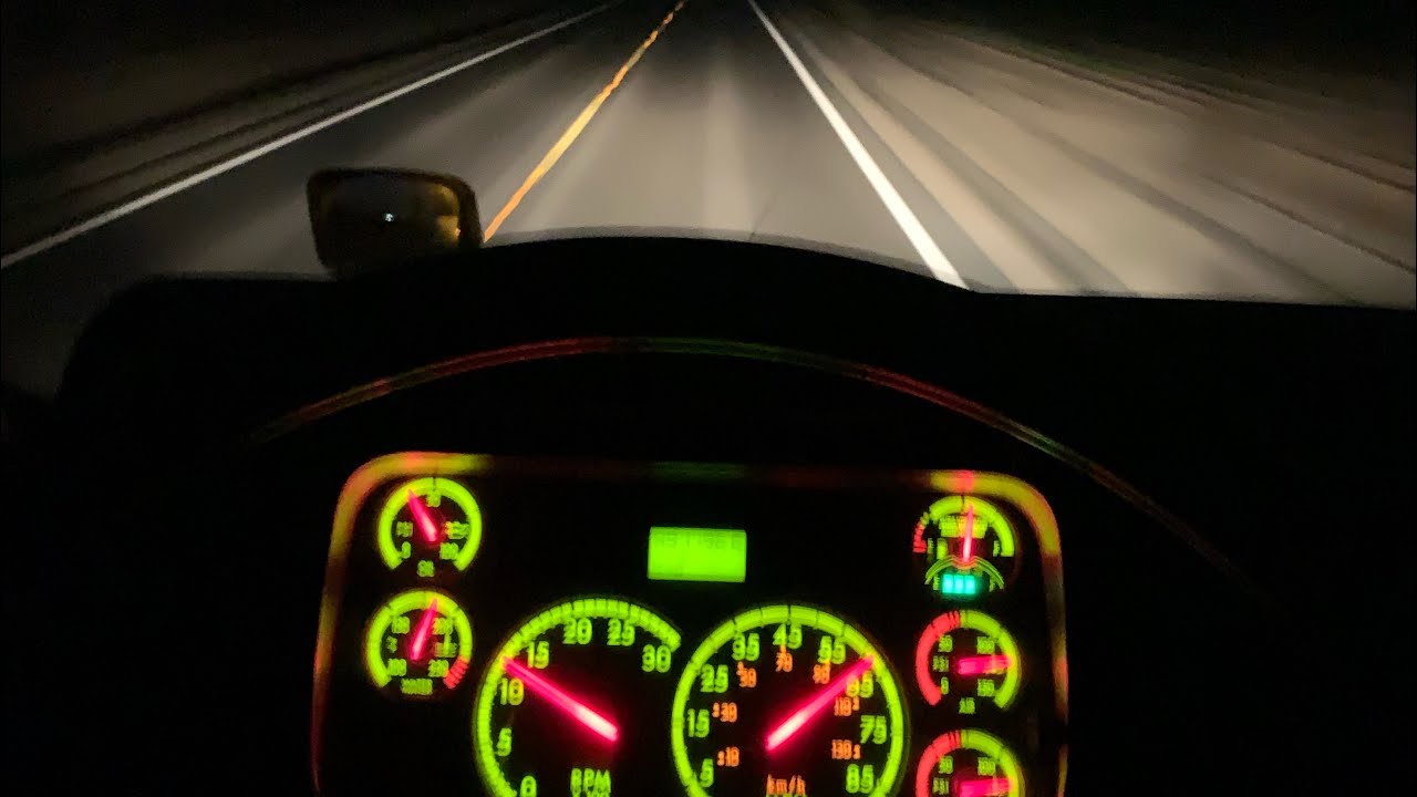 POV Night driving a Freightliner Cascadia on SR-99, I-5, I-580 + Oakland Port