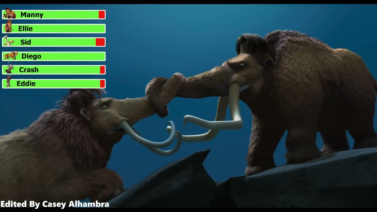 Ice Age: The Meltdown (2006) Cliff Scene with healthbars