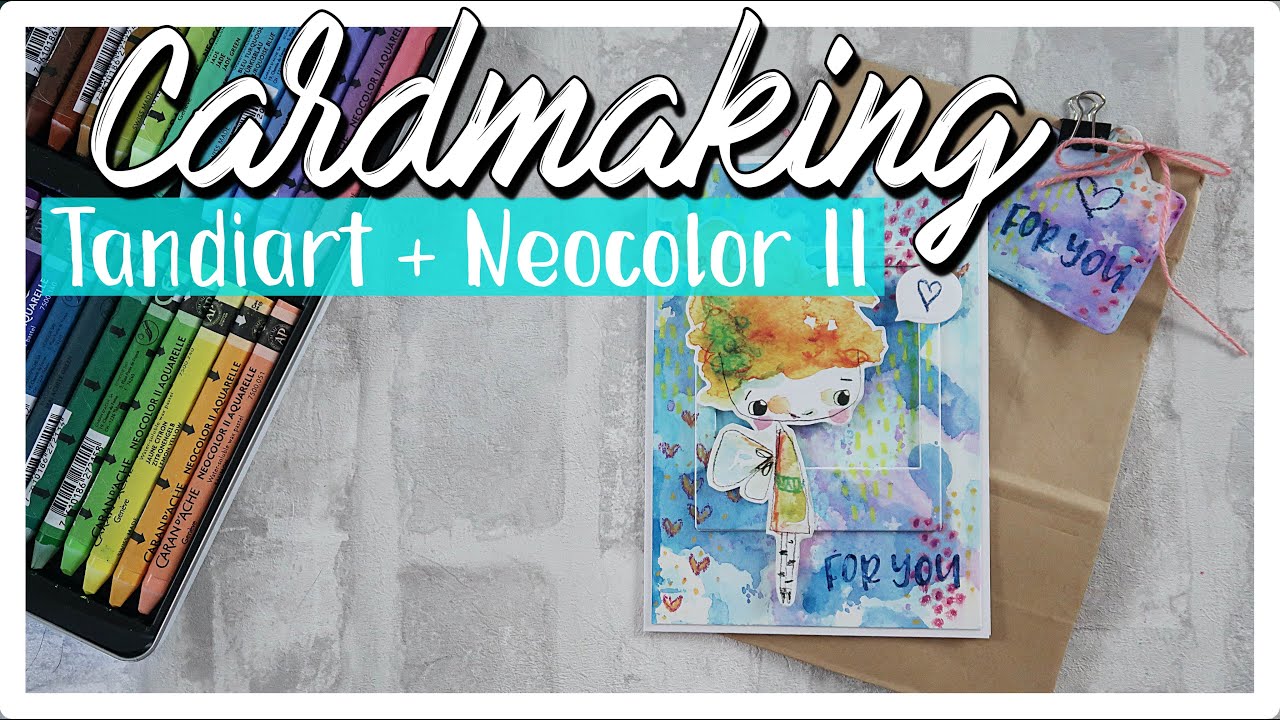 TUTORIAL TÉCNICAS con CERAS ACUARELABLES ➝ CARDMAKING con TANDIART y NEOCOLOR II + Packaging fácil