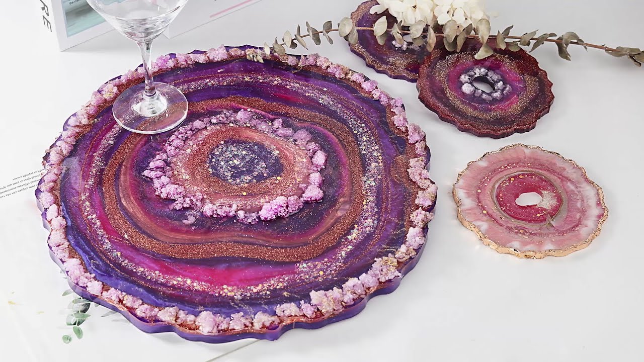 Resin Silicone Molds Casting With Epoxy Pigments-  DIY Resin Round Tray/Resin Crafts
