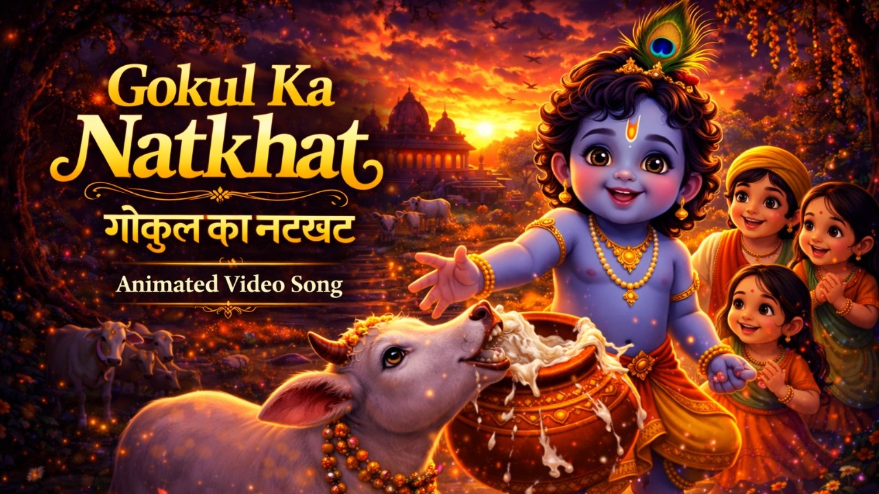 Gokul Ka Natkhat | गोकुल का नटखट | Bal Krishna Animated Bhajan | Krishna Video Song